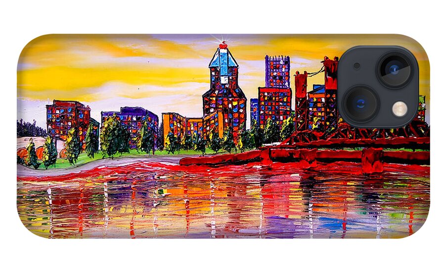  iPhone 13 Case featuring the painting Portland City Lights 59 by James Dunbar