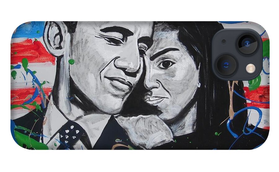 Obamas iPhone 13 Case featuring the painting Presidential Love by Antonio Moore