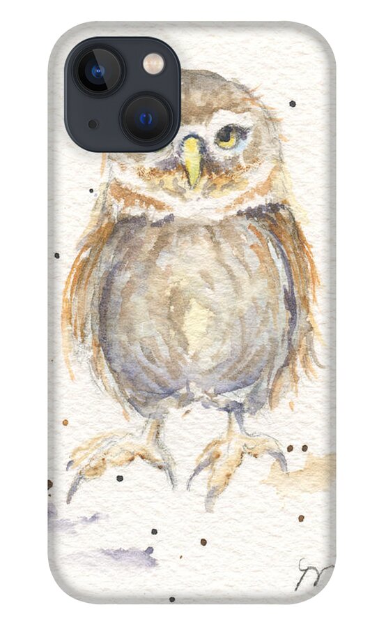 Bird iPhone 13 Case featuring the painting Puck - Little Owl by Marsha Karle