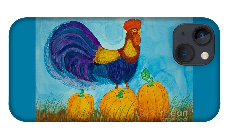 Rooster iPhone 13 Case featuring the painting Pumpkin Rooster by Norma Appleton