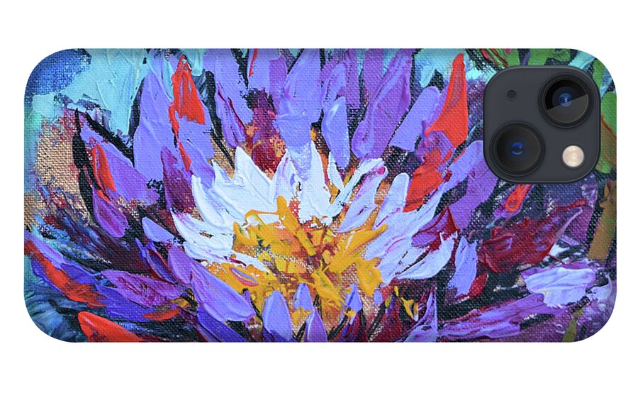 Flowers iPhone 13 Case featuring the painting Purple Lotus by Jyotika Shroff
