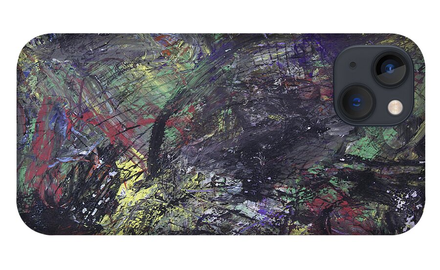Abstract iPhone 13 Case featuring the painting Purple Chitlyns by Julius Hannah