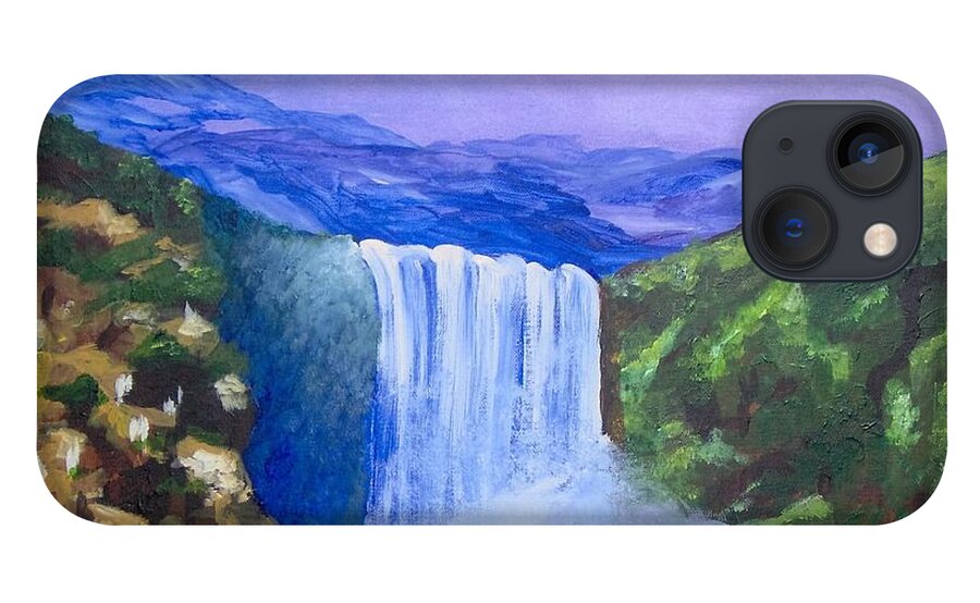 Landscape iPhone 13 Case featuring the painting Purple Mountains by Saundra Johnson