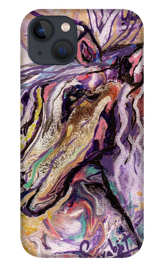 Pegasus iPhone 13 Case featuring the painting Purple Pegasus by Sarabjit Singh