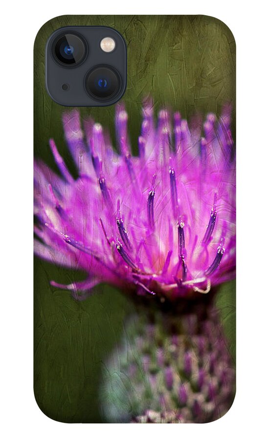 Purple Thistle Plant Print iPhone 13 Case featuring the photograph Purple Thistle Plant Print by Gwen Gibson