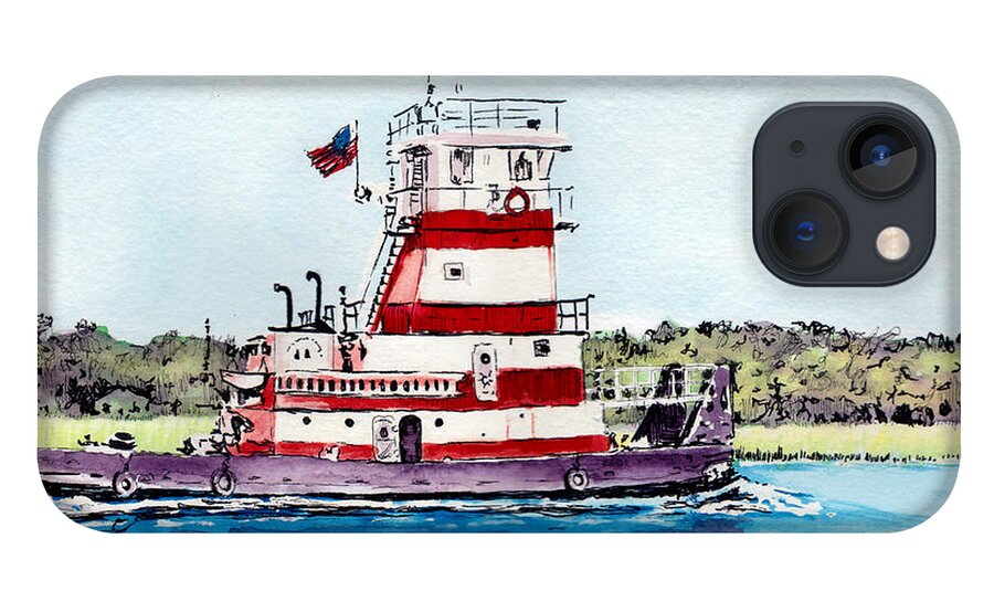 Tug iPhone 13 Case featuring the painting Push by Thomas Hamm