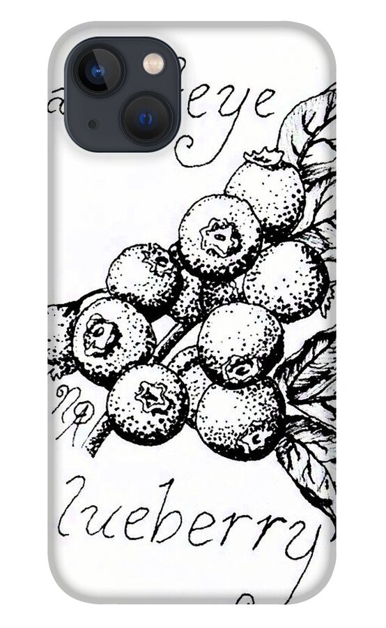 Berry iPhone 13 Case featuring the drawing Rabbiteye Blueberry by Nicole Angell