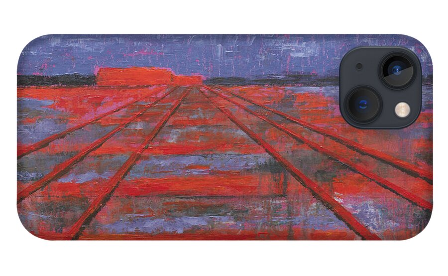 Abstract Art iPhone 13 Case featuring the painting Railroad into the Dusk by Darko Topalski
