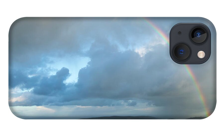 Rainbow iPhone 13 Case featuring the photograph Rainbow over Porlock Hill by Andy Myatt