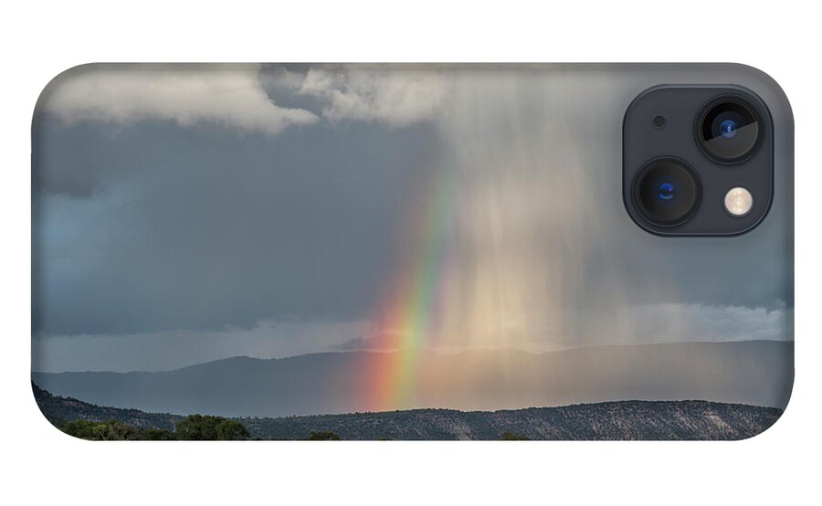 Rainbow iPhone 13 Case featuring the photograph Rainbow Storm Over Log Hill by Denise Bush