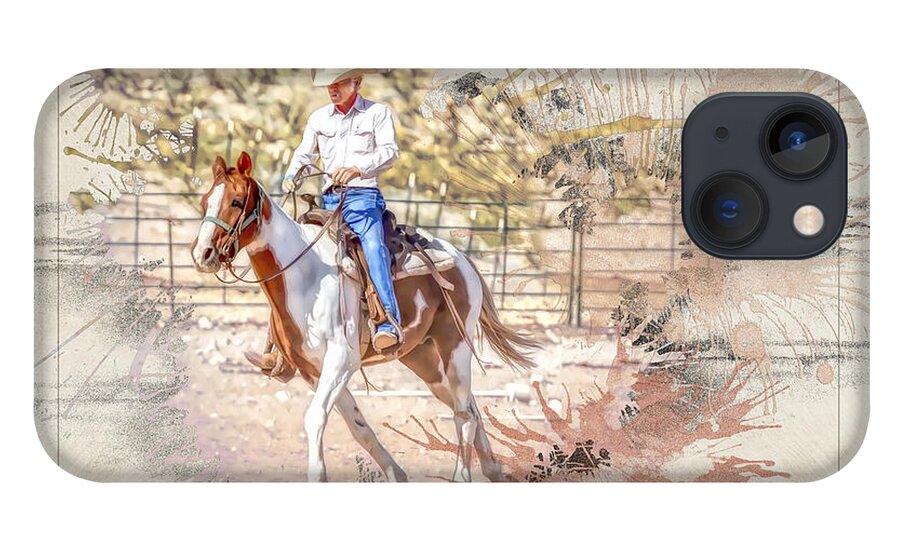 Horse iPhone 13 Case featuring the digital art Ranch Rider Digital Art-B1 by Walter Herrit