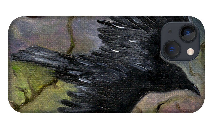 Birds iPhone 13 Case featuring the painting Raven in Twilight by FT McKinstry