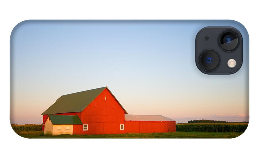 Country iPhone 13 Case featuring the photograph Red Barn and the Moon by Alexey Stiop