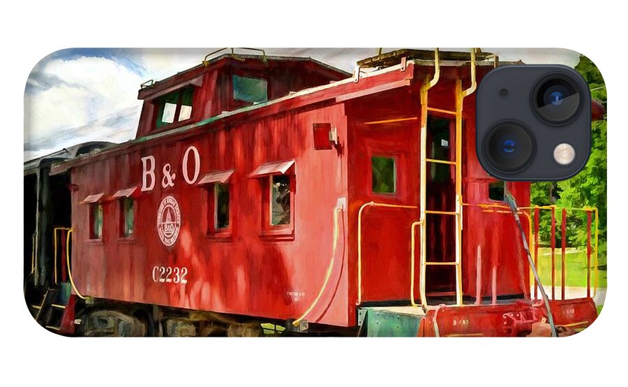 Red Caboose iPhone 13 Case featuring the photograph Red Caboose by Mel Steinhauer