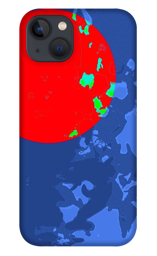 Red iPhone 13 Case featuring the digital art Red Moon by Lessandra Grimley