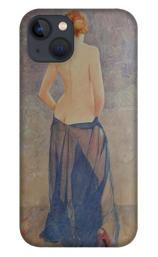 Erotic iPhone 13 Case featuring the painting Red Shoe by David Ladmore