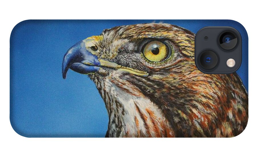 Hawk iPhone 13 Case featuring the painting Red-Tailed Hawk......Honor by Bob Williams