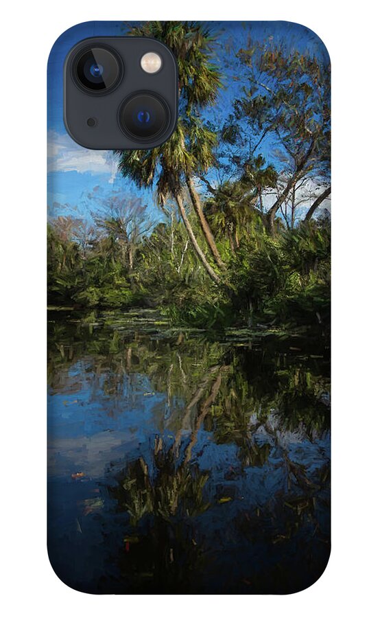 Clouds iPhone 13 Case featuring the photograph Reflections in the Tropics Oil Painting by Debra and Dave Vanderlaan