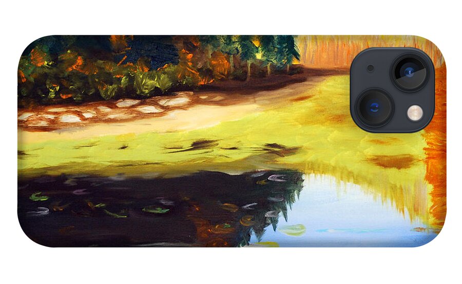 Landscape iPhone 13 Case featuring the painting Reflections by Phil Burton