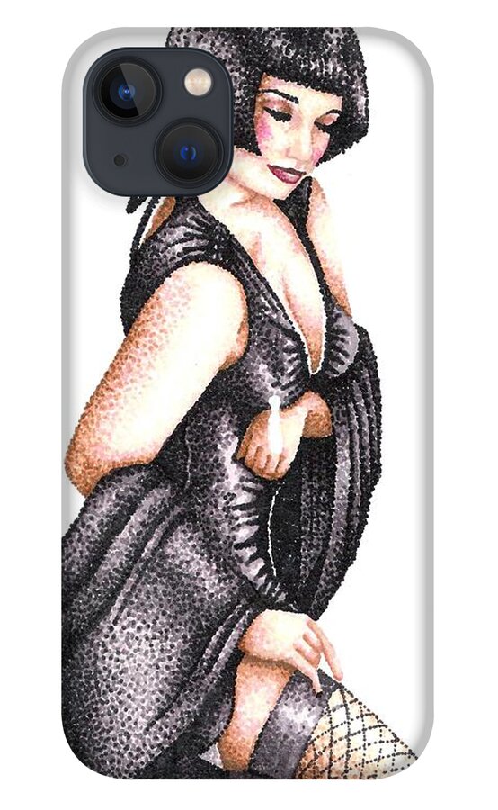 French Woman iPhone 13 Case featuring the drawing Retouch by Scarlett Royale