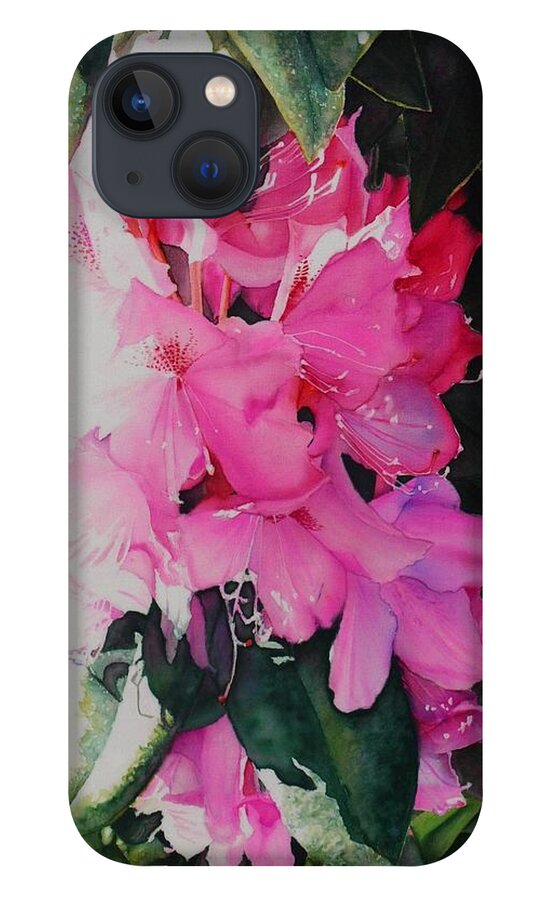  iPhone 13 Case featuring the painting Rhodies by Barbara Pease