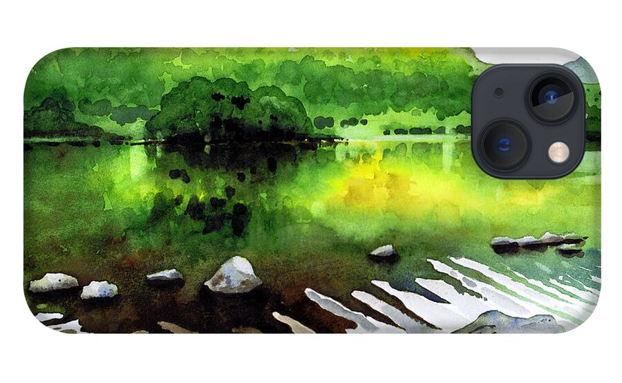 Watercolour Lanndscape iPhone 13 Case featuring the painting Ripples on Rydal Water by Paul Dene Marlor