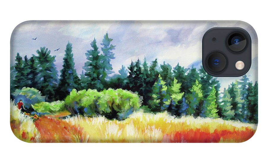 Paintings iPhone 13 Case featuring the painting Romp on the Hill by Kathy Braud