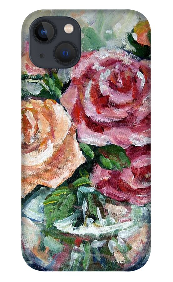 Flowers iPhone 13 Case featuring the painting Roses by Ingrid Dohm