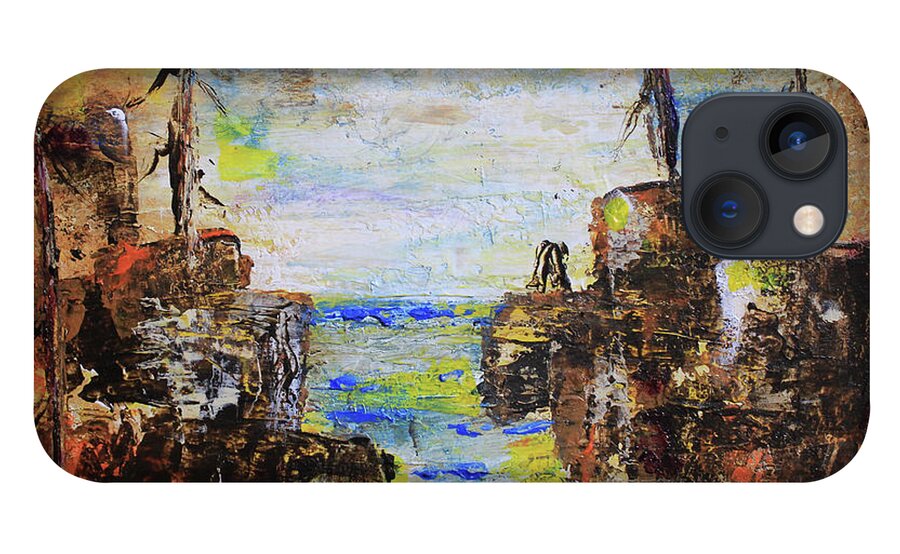 Landscape iPhone 13 Case featuring the painting Rough Country Abstract by April Burton