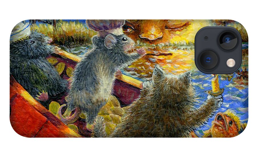 Mole iPhone 13 Case featuring the painting Rub-a-dub-dub a Pumpkin Tub by Jacquelin L Vanderwood Westerman