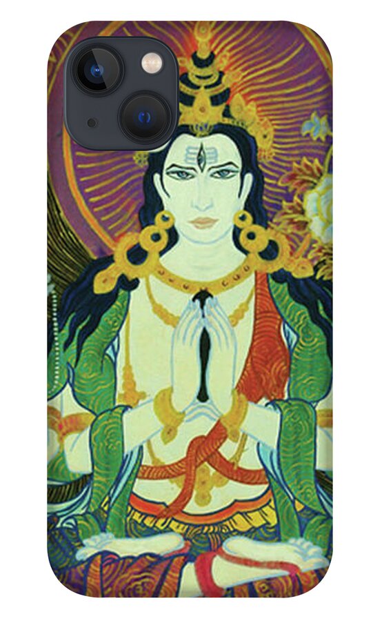 Shiva iPhone 13 Case featuring the painting Sada Shiva by Guruji Aruneshvar Paris Art Curator Katrin Suter