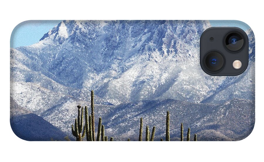 Saguaros At Four Peaks With Snow iPhone 13 Case featuring the photograph Saguaros At Four Peaks With Snow by Tom Janca