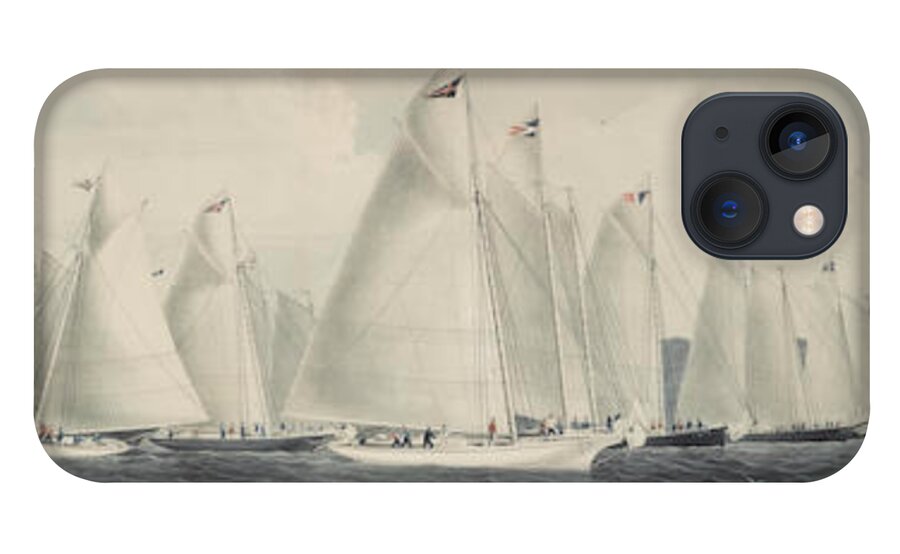 Sail Away By Currier & Ives iPhone 13 Case featuring the painting sail away by Currier by MotionAge Designs