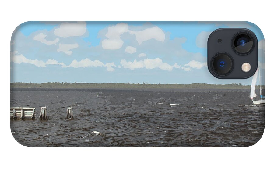 Sailboat iPhone 13 Case featuring the painting Sailboat on the bay by Darrell Foster