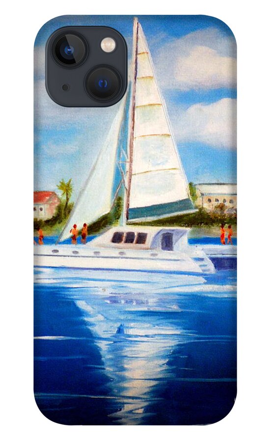 Sailing iPhone 13 Case featuring the painting Sailing Paradise Island Bahamas by Phil Burton