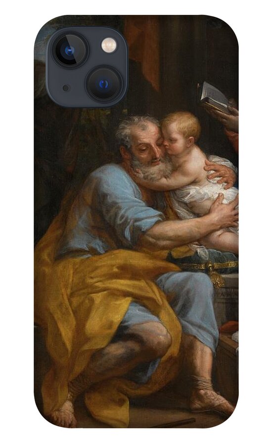 Carlo Maratta The Holy Family iPhone 13 Case featuring the painting Saint Joseph Embracing The Christ Child by Carlo Maratta