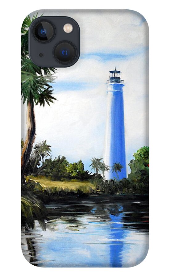 Light House Florida Saint Marks River Ocean Sea Palms Seacapes iPhone 13 Case featuring the painting Saint Marks River Light House by Phil Burton