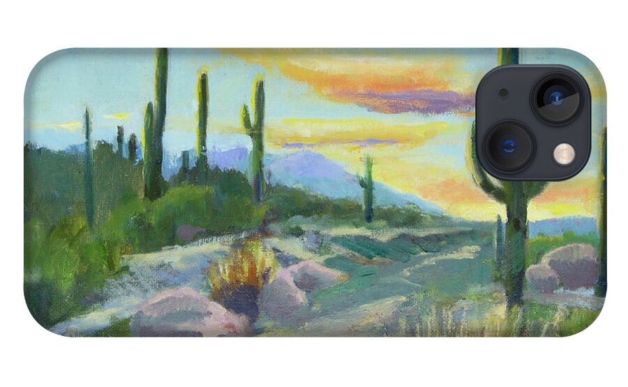 Sonoran Sun iPhone 13 Case featuring the painting Salutation to the Tucson Sun by Maria Hunt