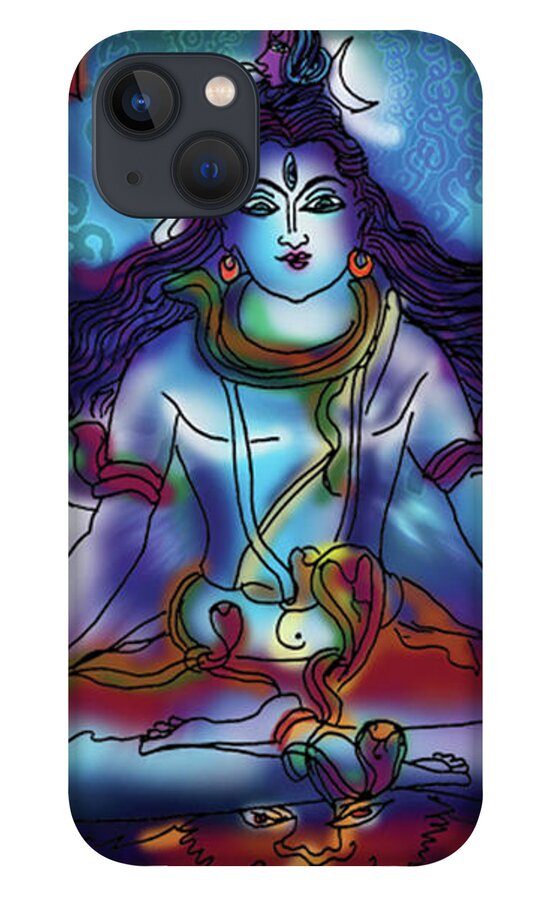 Shiva iPhone 13 Case featuring the painting Samadhi Shiva by Guruji Aruneshvar Paris Art Curator Katrin Suter
