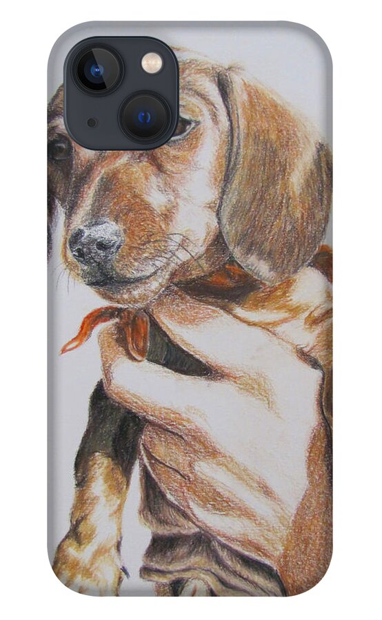 Puppy iPhone 13 Case featuring the drawing Sambo by Karen Ilari