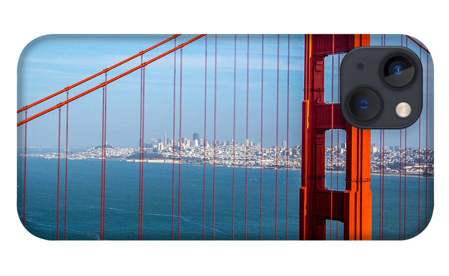San Francisco iPhone 13 Case featuring the photograph San Francisco thru Golden Gate Bridge by Lev Kaytsner
