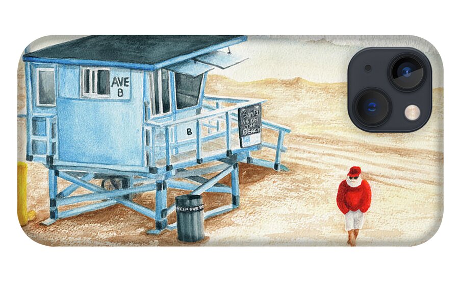 Santa On The Beach iPhone 13 Case featuring the painting Santa is on the Beach by Lori Taylor