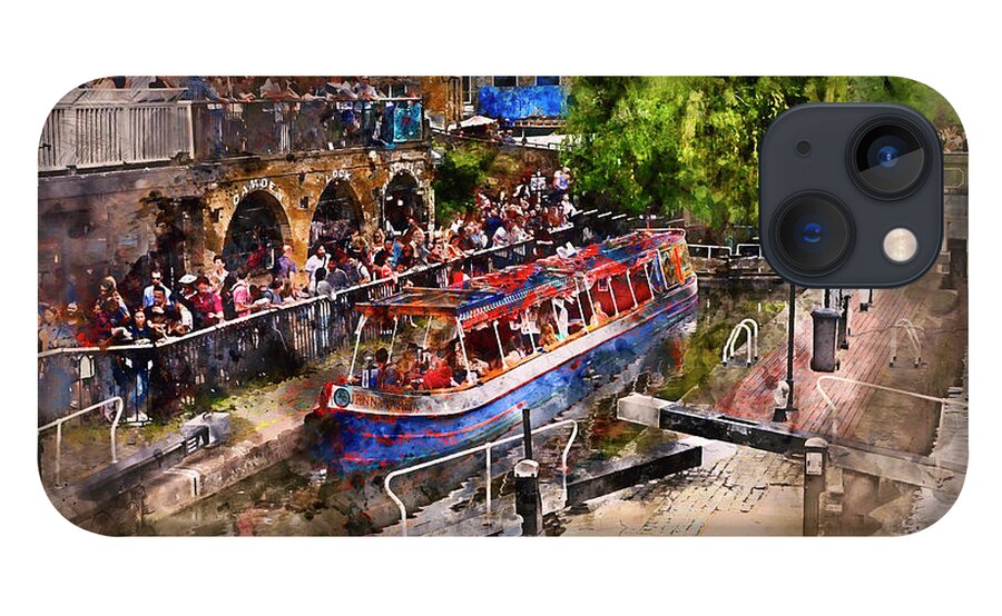 Canvas-print iPhone 13 Case featuring the digital art Saturday Afternoon at Camden Lock by Nicky Jameson