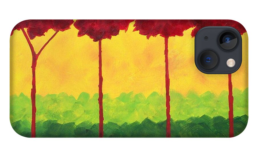 Abstract iPhone 13 Case featuring the painting Scarlet Grove II by Herb Dickinson