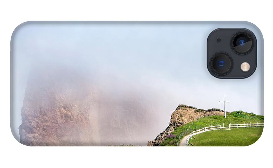 Gaspe iPhone 13 Case featuring the photograph Sea Fog on Perce Rock by Kathy Paynter