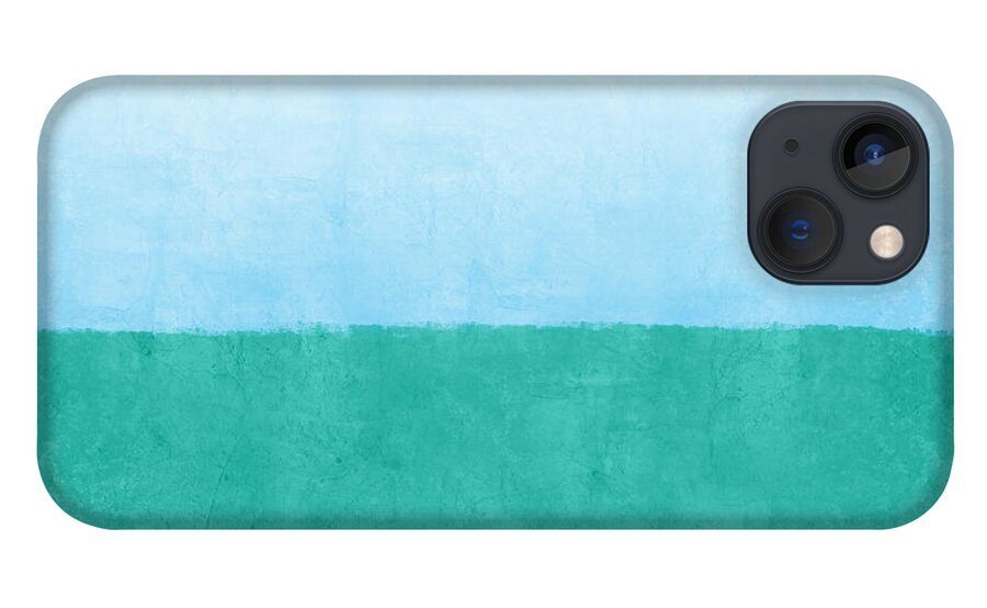 Abstract iPhone 13 Case featuring the mixed media Sea of Blues by Linda Woods