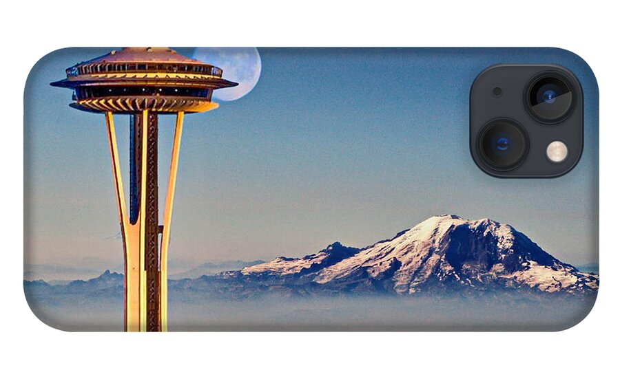 Seattle Needle iPhone 13 Case featuring the photograph Seattle Needle at Moonrise by Russ Harris