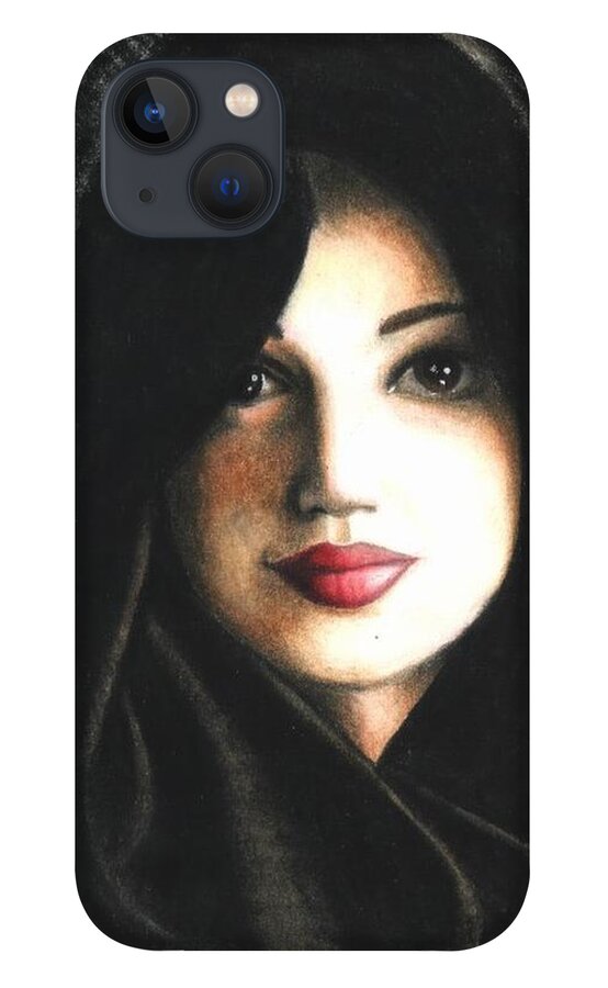 Portrait iPhone 13 Case featuring the drawing Self Portrait in Cape by Scarlett Royale