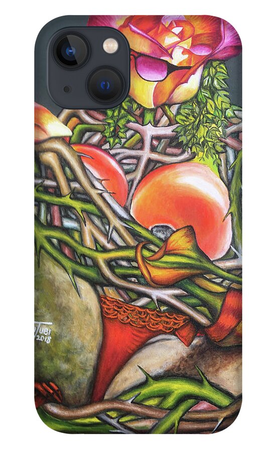Abuse iPhone 13 Case featuring the painting SENSUALITY1 Pain and Pleasure by O Yemi Tubi