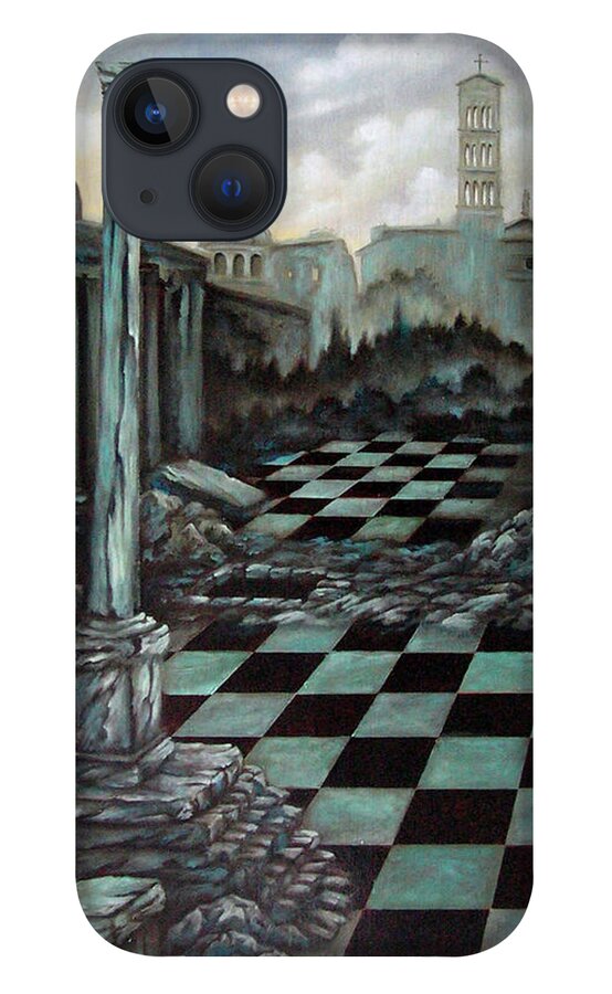 Surreal iPhone 13 Case featuring the painting Sepulchre by Valerie Vescovi